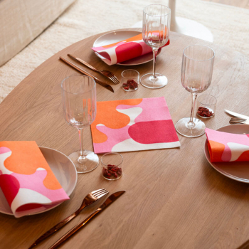 Paviot napkin Form printed pink, orangek, style